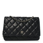 Lambskin Quilted Wallet On Chain WOC Black