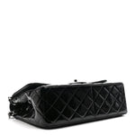 Patent Quilted Jumbo Double Flap Black