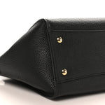 Hammered Calfskin Double Handle Small Amy Tote Black