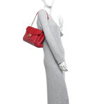 Calfskin Gancini Chain Shoulder Bag Red