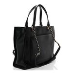 Calfskin CC Zipped Shopping Tote Black