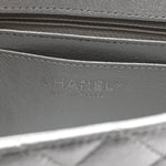 Metallic Lambskin Quilted Mini Rectangular Flap Silver