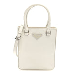 Spazzolato Triangle Small Double Handle Crossbody Tote White