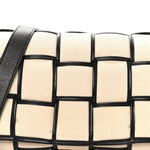 Canvas Intrecciato Padded Cassette Crossbody Bag Natural Black