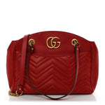 Calfskin Matelasse Medium GG Marmont Open Top Shoulder Bag Hibiscus Red