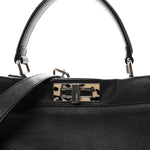 Vitello Dolce Shiny Nappa Plexglass Granite Medium Peekaboo Iconic Satchel Black