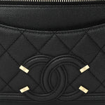 Caviar Quilted Filigree Waist Bag Black