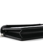 Grain De Poudre Matelasse Chevron Monogram Envelope Chain Wallet Black