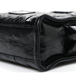 Shiny Crinkled Calfskin Mini The Tote Bag Black