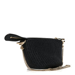 X MIFUKO Raffia Calfskin Mini Chain Basket Black
