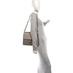 Calfskin Suede Medium Faye Shoulder Bag Motty Grey