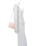 Grain De Poudre Matelasse Chevron Monogram Chain Wallet Pale Blush