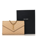 Grain De Poudre Matelasse Chevron Monogram Chain Wallet Nude Powder