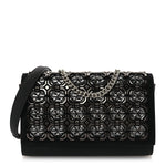 Suede Glitter Calfskin Embellished Paloma Clutch Black