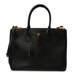 Saffiano Lux Large Galleria Double Zip Tote Black