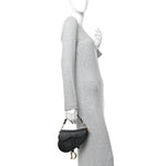 Grained Calfskin Mini Saddle Bag Black