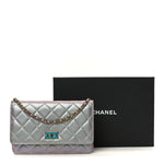 Iridescent Lambskin Quilted Reissue Wallet On Chain WOC Light Purple
