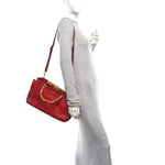 Pebbled Calfskin Medium Bamboo Shopper Tote Red