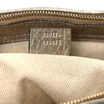 Metallic Pebbled Calfskin Small Soho Top Handle Bag Golden Beige