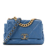 Lambskin Quilted Medium Chanel 19 Flap Blue