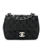 Lambskin Quilted Mini Square Flap Black