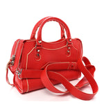 Supple Grained Calfskin Classic Silver Hardware Highlight Mini City Rouge Fraise