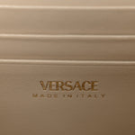 Patent Metallic Crystal Medusa Clutch On Chain Gold