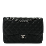 Caviar Quilted Jumbo Double Flap Black