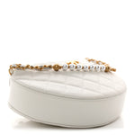 Caviar Quilted Pearl Chain Pouch Hobo White