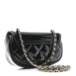 Patent Calfskin Quilted Mini Clutch Black