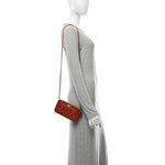 Lambskin Quilted Small Boy Clutch With Chain Orange