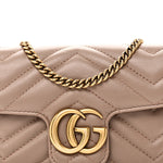 Calfskin Matelasse Super Mini GG Marmont Shoulder Bag Porcelain Rose