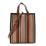 E-Canvas Stripe Small Portrait Tote Bag Archive Beige