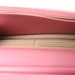 Caviar Quilted Textured CC Wallet On Chain WOC Pink