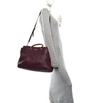 Pebbled Calfskin Large Bamboo Shopper Tote Burgundy