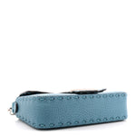Metallic Cuoio Roma Sellerissima Nappa Sintetica Tape Stitch Mini Baguette Placca Argento