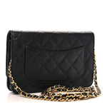 Caviar Quilted Wallet on Chain WOC Black