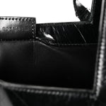 Calfskin Crocodile Embossed Large Cut Out Shoulder Bag Black