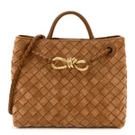 Suede Intrecciato Small Andiamo Shoulder Bag Amber