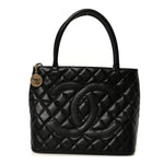 Caviar Quilted Medallion Tote Black
