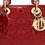 Patent Cannage Small Lady Dior Cherry Red