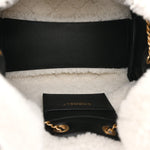 Crumpled Sheepskin Shearling Quilted Small Chanel 25 Handbag Black White
