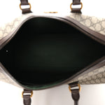 GG Supreme Monogram Textured Dollar Calfskin Web Medium Savoy Duffle Bag Beige Dark Brown