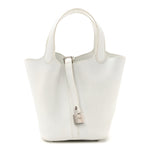 Taurillon Clemence Picotin Lock 18 PM White