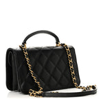 Caviar Quilted Mini Top Handle Flap Black