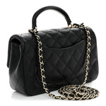 Lambskin Quilted Mini Top Handle Rectangular Flap Black