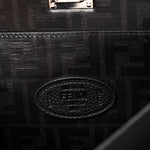 Cuoio Romano Selleria Vitello Grace Glazed Fabric FF 1974 Large Peekaboo Iconic Essential Satchel Black