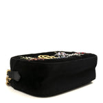 Velvet Matelasse Crystal Star Embroidered Small GG Marmont Chain Shoulder Bag Black