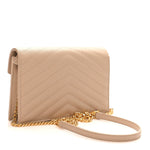 Grain De Poudre Matelasse Chevron Monogram Envelope Chain Wallet Dark Beige