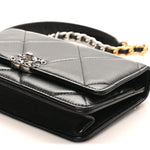 Lambskin Quilted Chanel 19 Wallet On Chain WOC Black